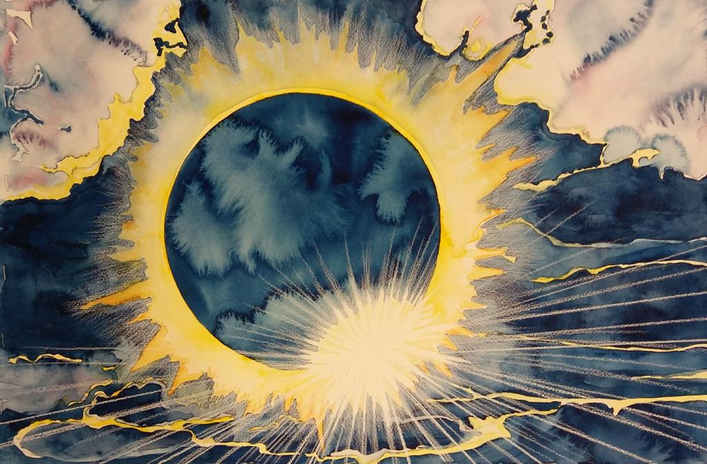 AmysART96's tweet photo. @AmysART96 ©AmyCallaway @BTCbranson @bransonmag @NASASun @BransonMill @bransonmissouri #watercolor #mixedmedia #painting #eclipse #art https://t.co/uIpcp873cf