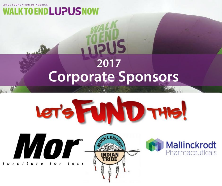 lupuspnw's tweet photo. Big thank you to 2017 #WalkToEndLupusNow corporate sponsors: @letsfundthisinc @morfurniture @Muckleshoot_C and Mallinckrodt Pharmaceuticals https://t.co/eUF66nncrL