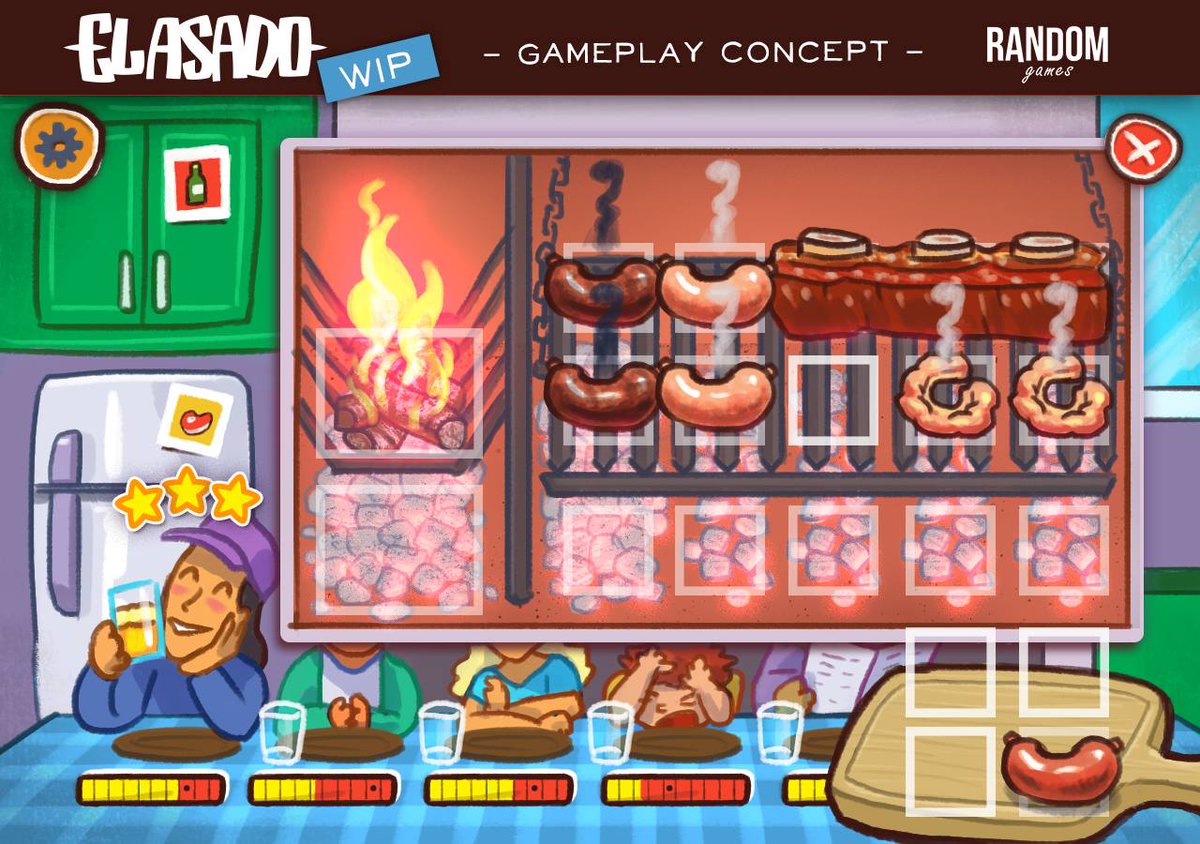 RandomSomos's tweet photo. Concepts of gameplay! #madewithunity #Asado #indiedev https://t.co/y3eCnmhhX9