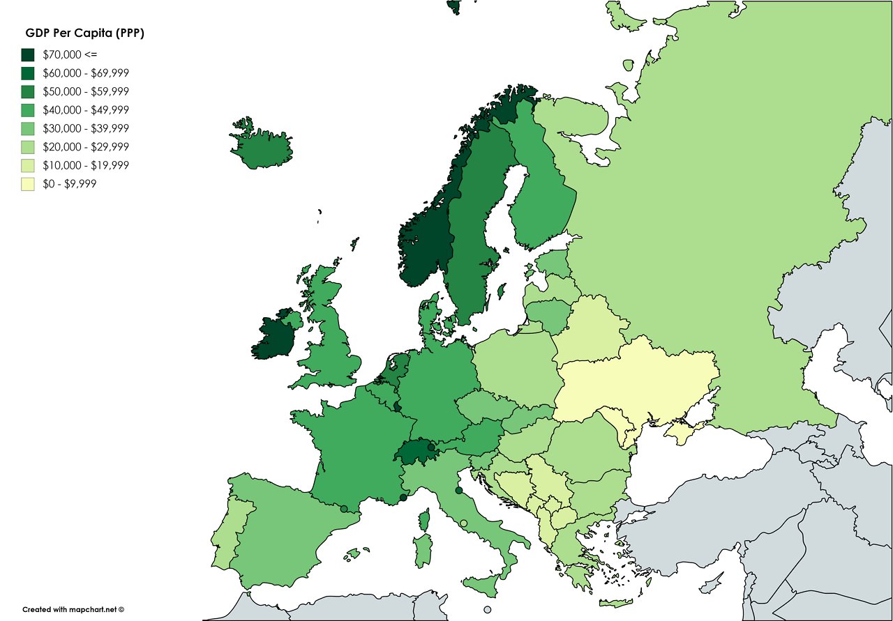 OnlMaps в Твиттере: «GDP Per Capita (PPP) by Country in Europe.  https://t.co/m9amYbG5Iu #maps https://t.co/GnLLvLjgpd» / Твиттер