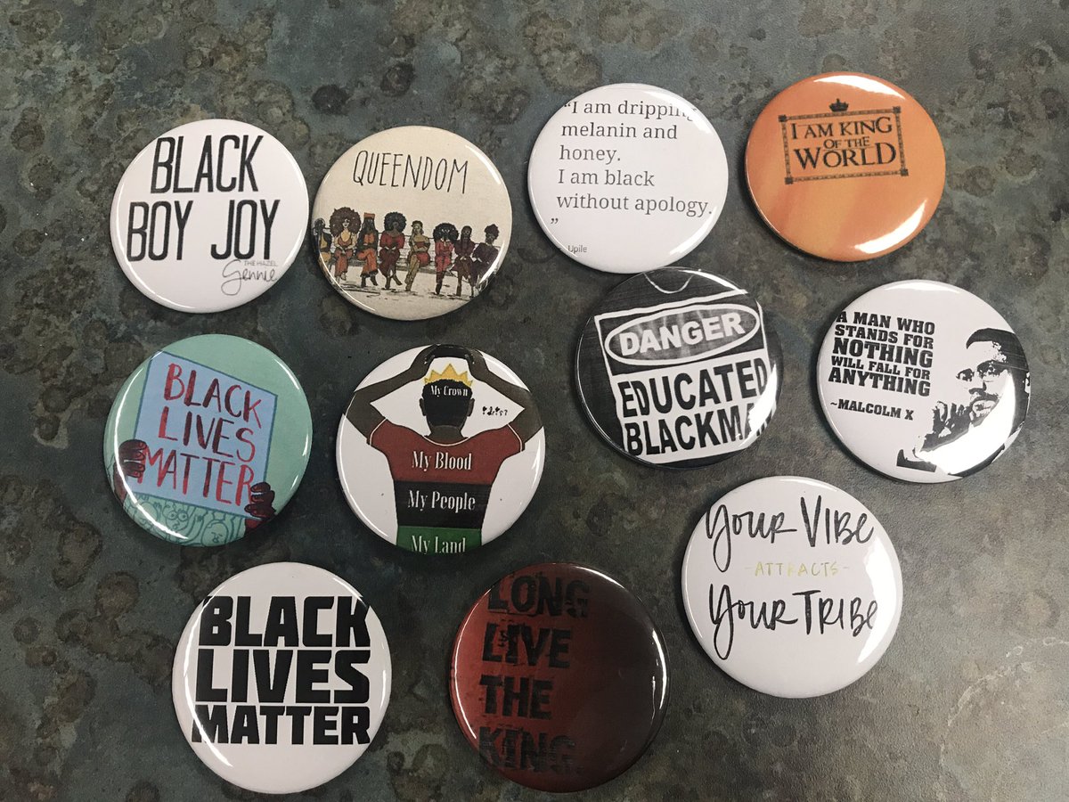 mu_caas's tweet photo. We're pushing buttons! 
👉🏿🖲
Have you grabbed yours yet?!
#StatementButtons
#YourBlackMatters
#MUCAAS https://t.co/Tkv0I4T2kP