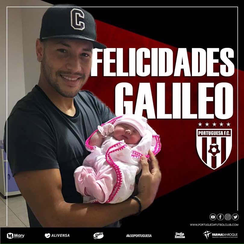 Portuguesa_FC's tweet photo. ¡El rojinegro Galileo Del Castillo (@galileynho) se estrenó como papá! Felicidades por el nacimiento de su hija Galilea Abbyg 👧🏽❤️ https://t.co/6LnFld6dRI