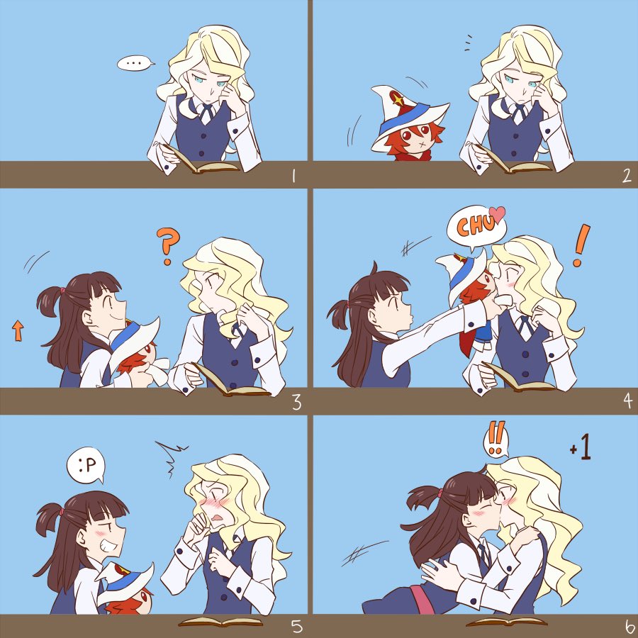 potionhack's tweet image. Diana and Akko sitting in a tree, K.I.S.S.I.N.G