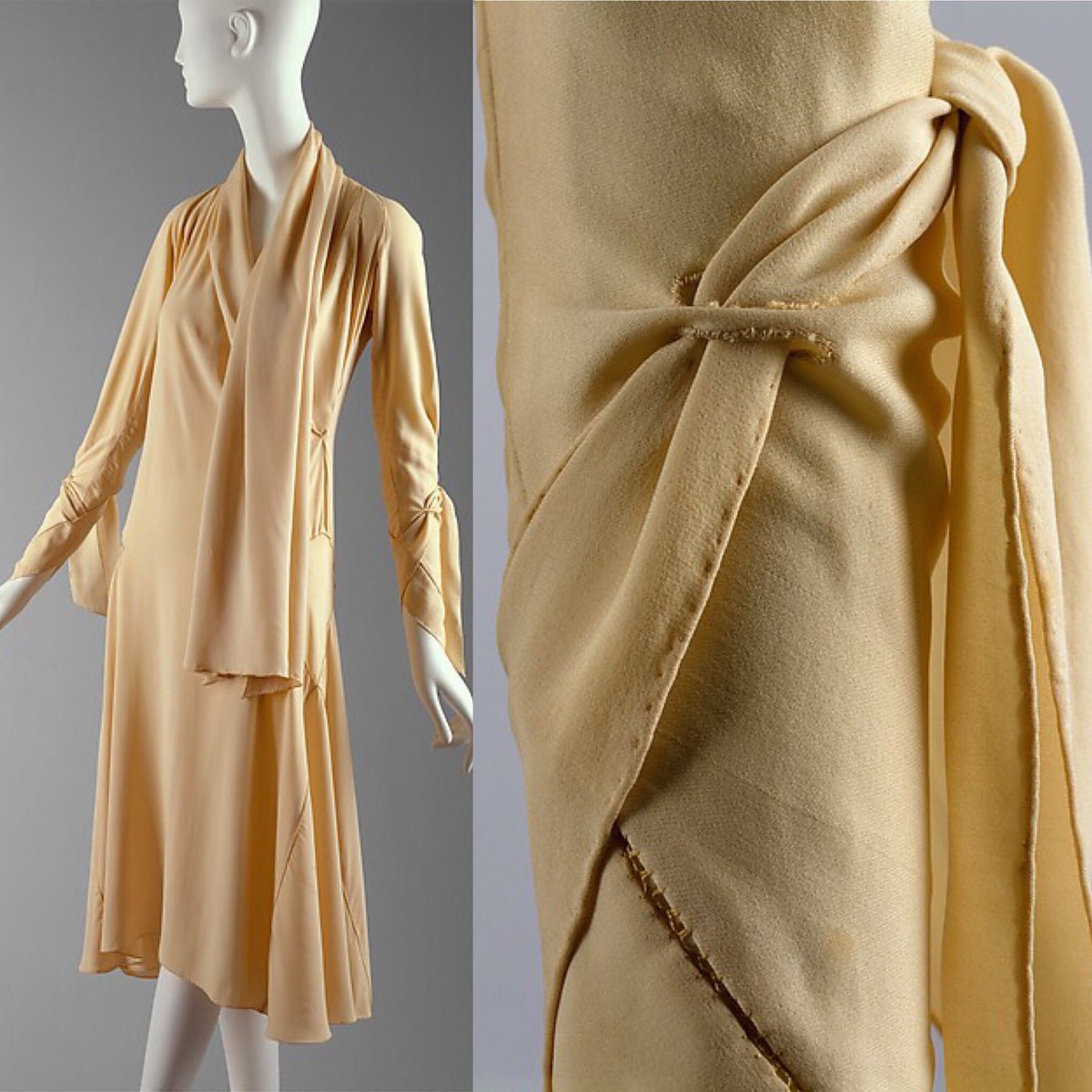 kateStrasdin's tweet photo. Can we just stop for a moment and marvel at Vionnet's 1920 sleeve construction? A slot in the silk creates a wonderful twist @metmuseum https://t.co/mry4tuY6G1
