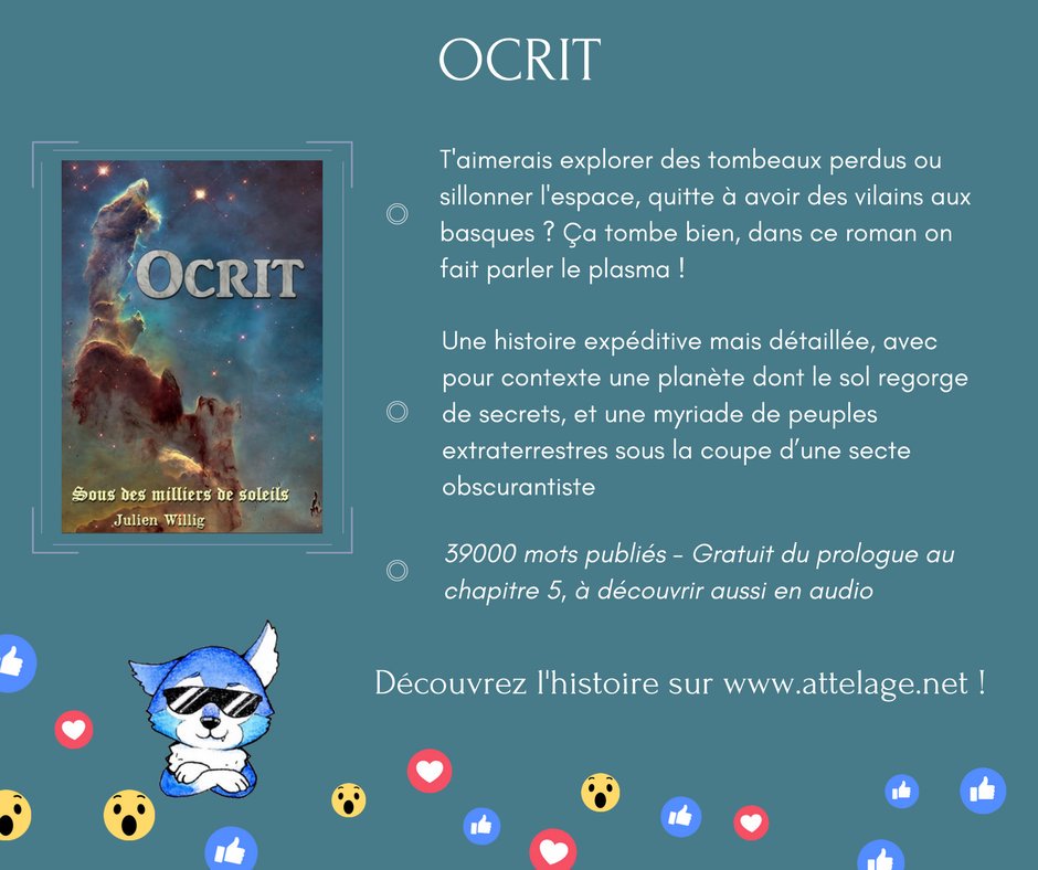L_Attelage's tweet photo. 📖 LES HISTOIRES ATTELÉES
#2 Ocrit, par Julien Willig
#MeuteAlpha
Vous l'avez lu ? Donnez votre avis en commentaire 😃👌 https://t.co/TdsU9XTCc5
