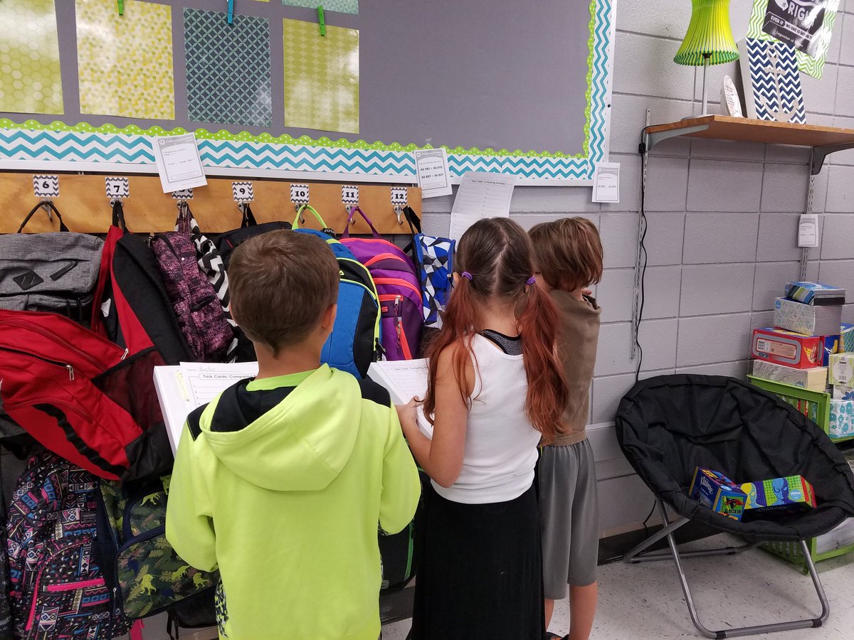 MissCWallace's tweet photo. Students are up and moving to complete task cards as we practice Comparing Multi-digit Numbers today. #isdstrong https://t.co/0cX4uuLIu5