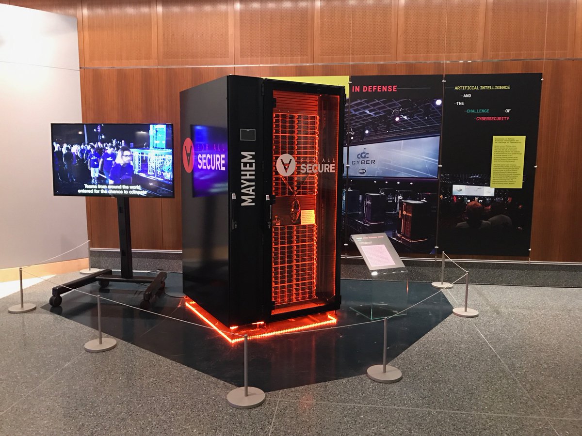 DARPA's tweet photo. Get to @amhistorymuseum by Sept. 18 to see the Mayhem Cyber Reasoning System! And watch #DARPACGC gameplay analysis: https://t.co/0FG4jAkU7J https://t.co/5a3HouON8d