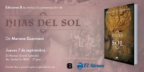 Te invitamos a la presentación de la nueva novela de <a href="/guarimarian/">Mariana Guarinoni</a> #HijasDelSol Una desenfrenada carrera de ambición, poder y pasión...