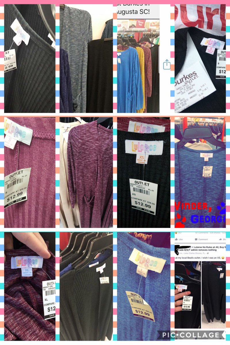 ConsumerAnnie's tweet photo. @LuLaRoe Just a small collage of LLR being sold at discount retailers. Consultants they are lying to you. #becauseoflularoe people are in debt. https://t.co/WqliKFl8PG