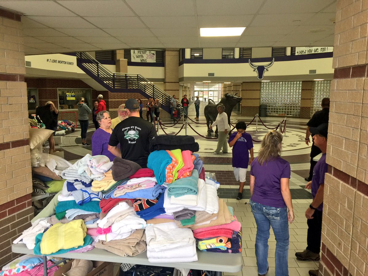 Images from @MRHSMavericks which opened as shelter for those in need. Thank you to everyone who has donated items! They are in good shape.