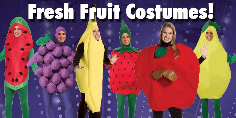 FindCostume's tweet photo. 64 DAYS UNTIL HALLOWEEN!🎃😀 Eat all the candy while looking healthy with these fresh Fruit Costumes! Click here https://t.co/s2d6YHq8BF 🍇🍌🍎🍉🍓 https://t.co/WnIPPwW5oZ