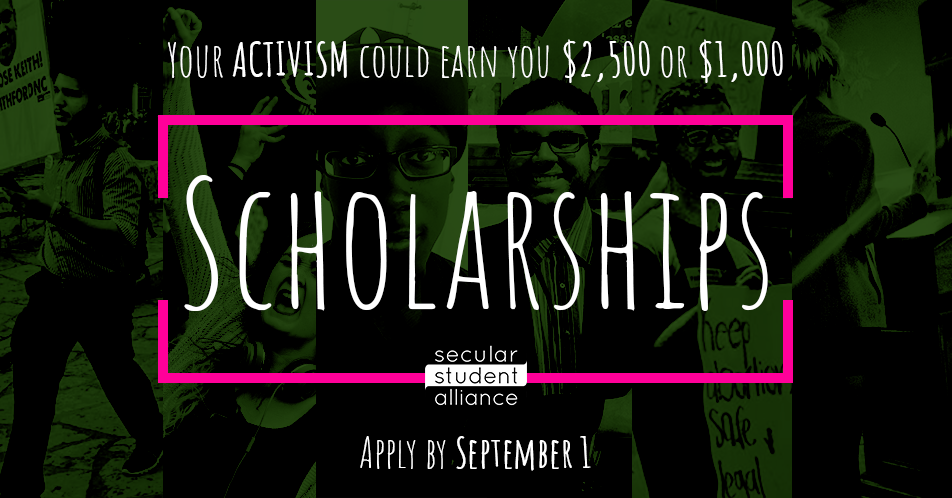 Calling all high school/college activists! 5 days left to apply for a <a href="/SecularStudents/">Secular Student Alliance</a> scholarship. Don't wait: bit.ly/2vKd1VR