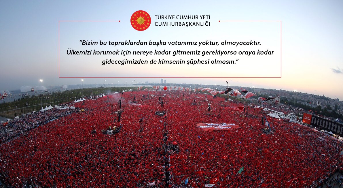 tcbestepe's tweet photo. "Ülkemizi korumak için nereye kadar gitmemiz gerekiyorsa oraya kadar gideceğimizden kimsenin şüphesi olmasın.” #Birlikte3Yıl https://t.co/BTkKs9GFwm