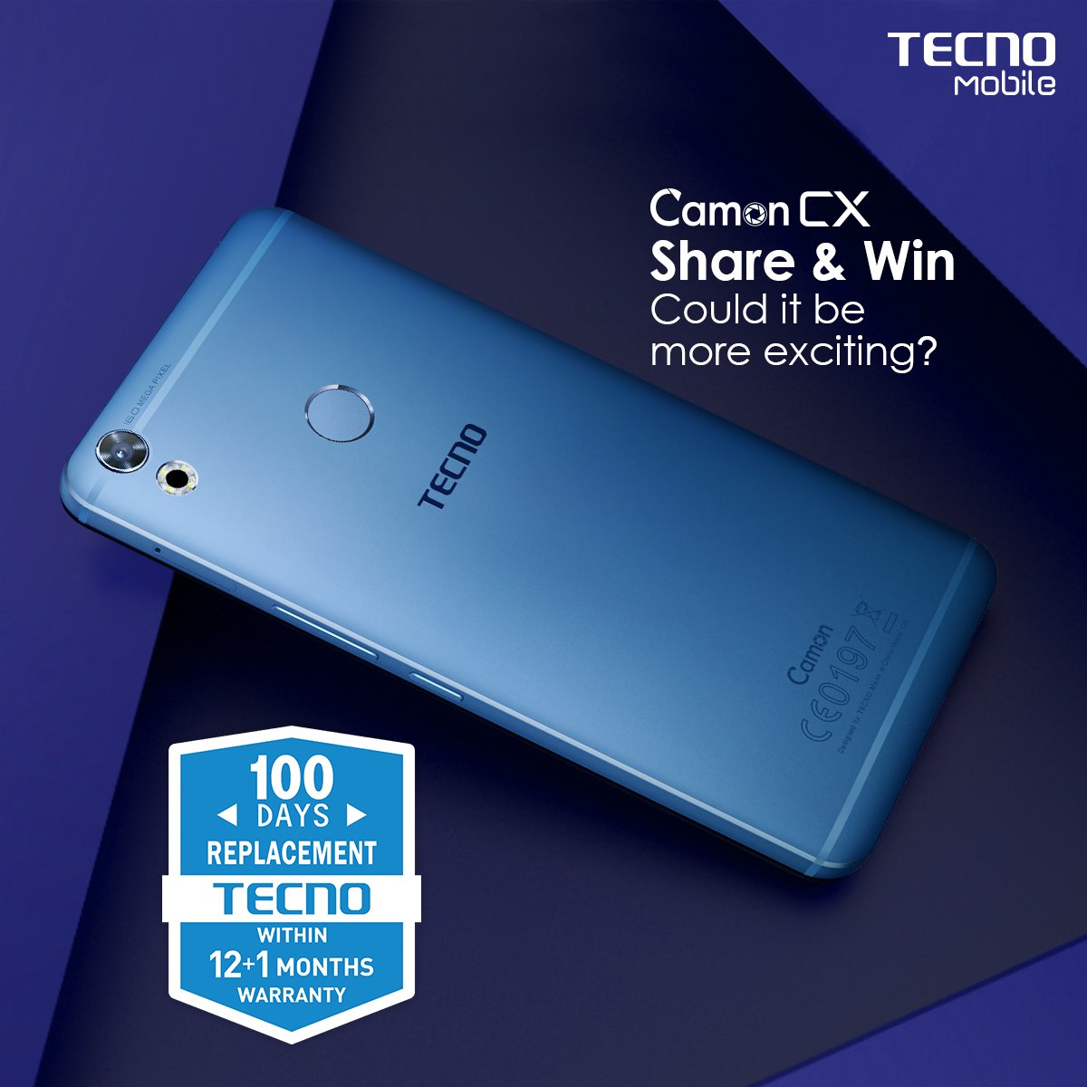 TecnoMobilePK's tweet photo. The ultimate #CamonCX with a 13 month guarantee. Share to earn a chance to Win exciting prizes at #TecnoMobilePakistan https://t.co/29vwirETAq