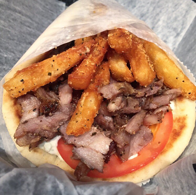 Our traditional #gyro is made with fresh pork and this week all our gyros are only $4.99 on @OrderUp!