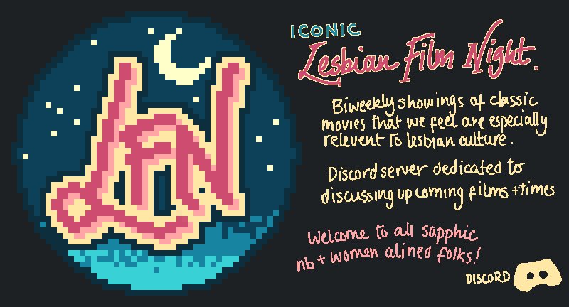 hattersarts's tweet image. NEXT LESBIAN FILM NIGHT IS NEXT WEEK !! SUNDAY THE THIRD OF SEPTEMBER ! 10PM GMT !
we also have a discord ! discord.gg/ppW4Ex5