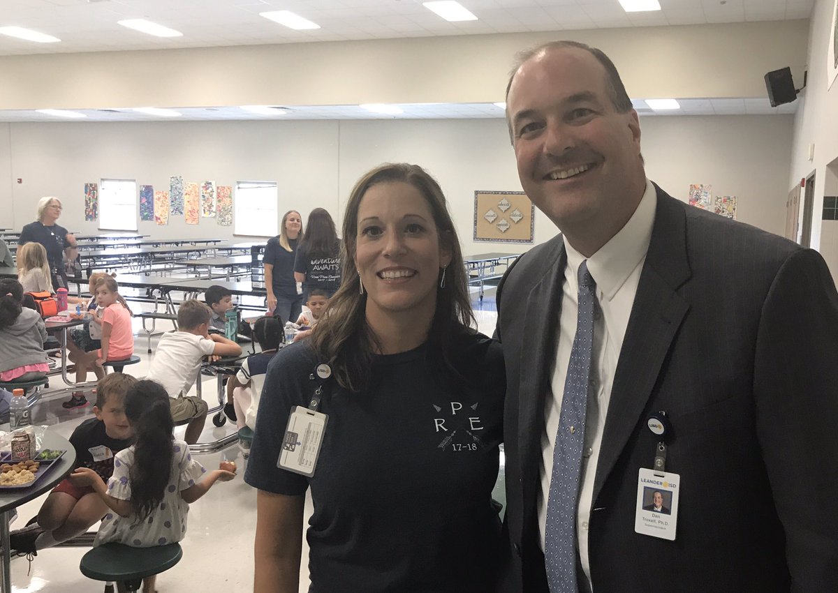 LeanderISD_Supt's tweet photo. Just visited @TinaPasak &amp; River Place Elem. So great to see all of our new principals having a terrific #LISD1stDay! #1LISD https://t.co/6tJn3ZA5Bf