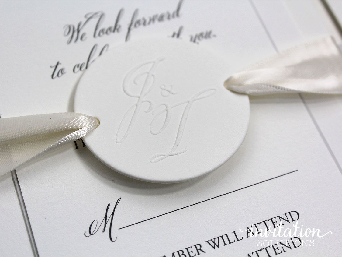 Invitation_TX's tweet photo. It's #monogrammonday so we brought back Jacklyn Wilken's #blindembossed monogram #tag! Love how she wrapped her tag around with a ribbon! https://t.co/HFttl3J1If