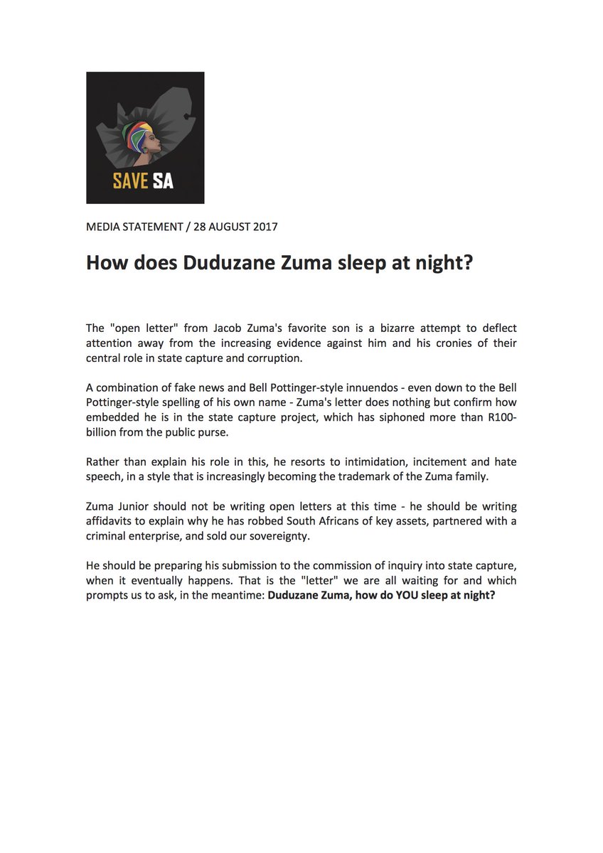 _SaveSA's tweet photo. How does Duduzane Zuma sleep at night? #Savesa #Zuma 
https://t.co/fKcHHvPOKN https://t.co/8I9HkpSlC1