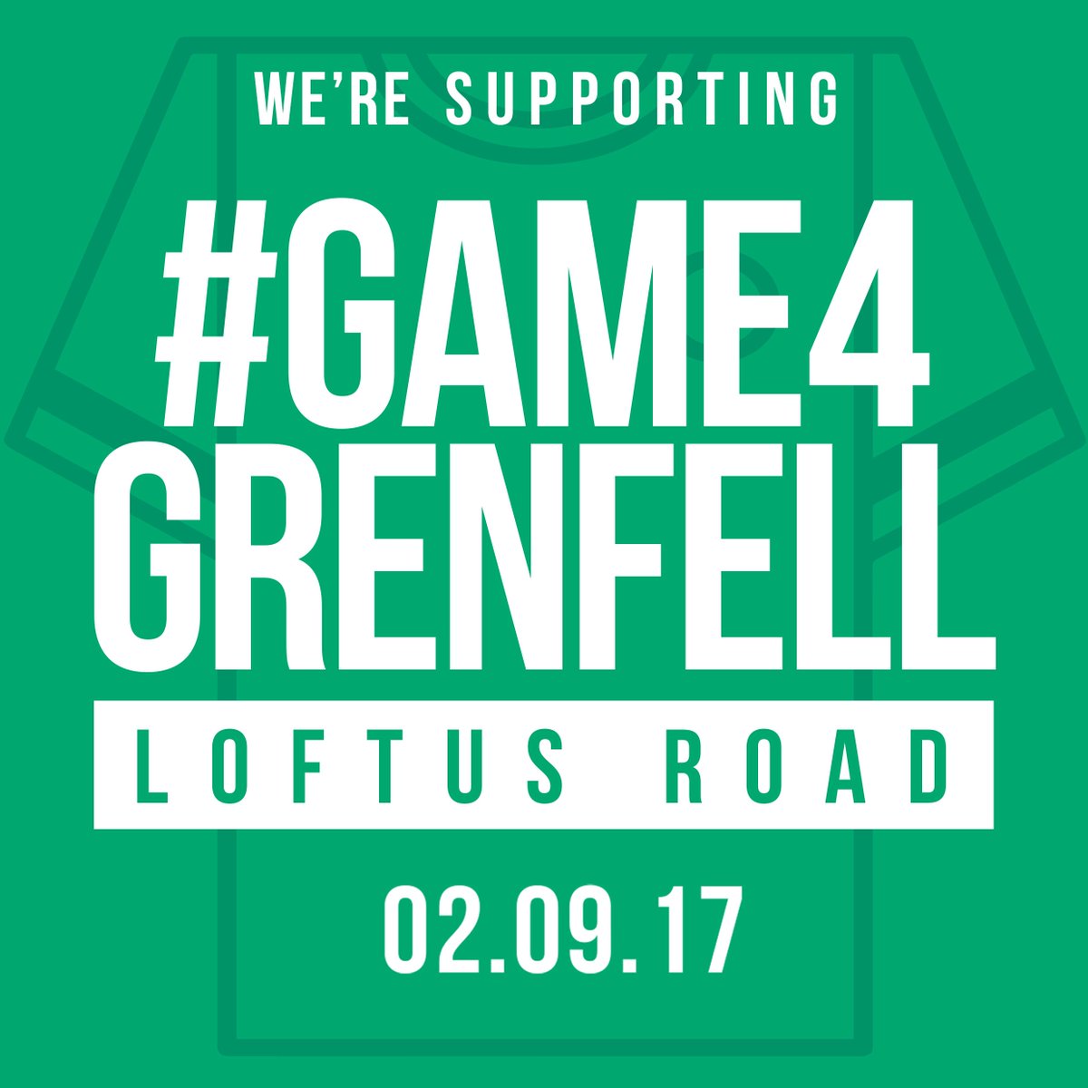 Please support #GameForGrenfell @QPRFC on 02.09.17 - All proceeds to those affected by the fire. Tickets bit.ly/2wBgZRR