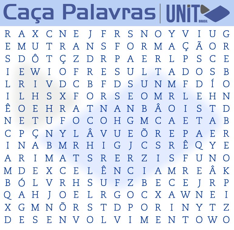 unit_brasil's tweet photo. Que tal começa a semana exercitando o intelecto? Qual a primeira palavra que você encontrou? #cacapalavras #educacao #mba #mestrado https://t.co/WVW9Ls7q11