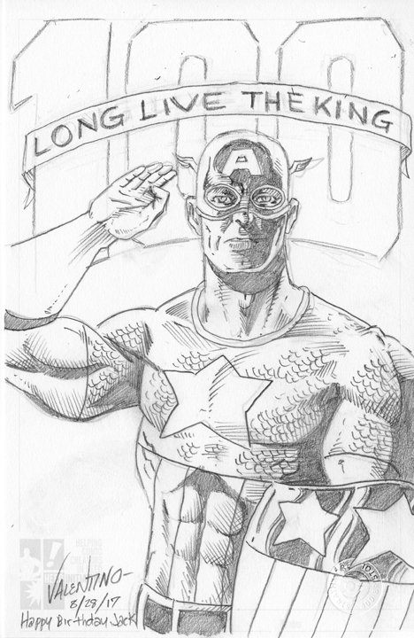 A big salute from (and to!) Jim Valentino for Jack Kirby's 100th birthday! #WakeUpAndDraw cc: <a href="/Kirby4Heroes/">Jillian Kirby (Granddaughter of Jack Kirby)</a>