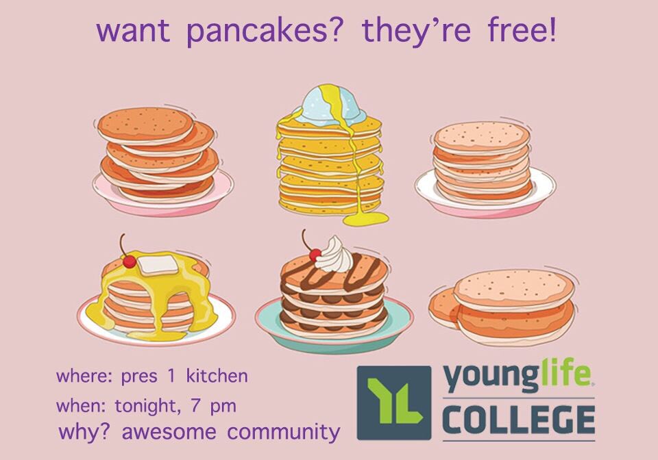 Bamayounglife's tweet photo. Do you want free pancakes and new friends? Of course you do! Come to the Pres 1 kitchen at 7pm tonight for both!!! https://t.co/M8OoLH19rM