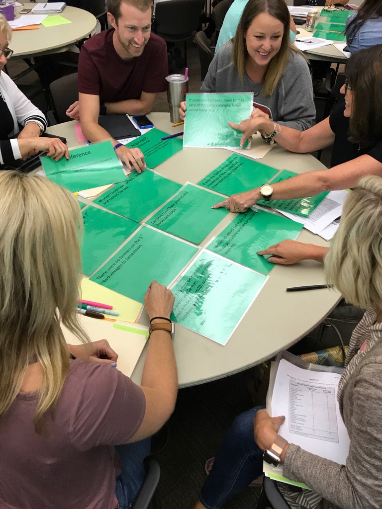 It's a joy to watch our 4th and 5th grade teachers learn about DBQs! #GSE4SE @teachflowersc1 <a href="/hbzey/">Hannah Zey</a>