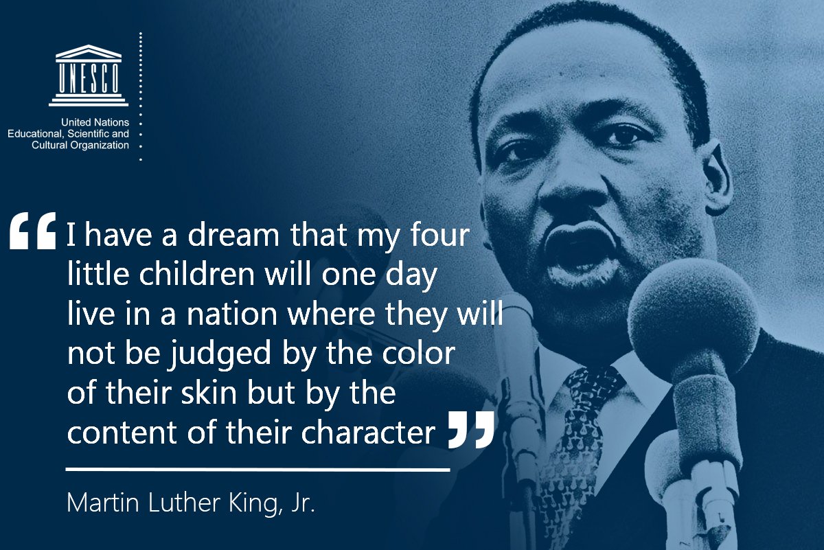 #OnThisDay in 1963, Martin Luther King Jr changed the world w/ #IHaveADream speech. Let's never give up on his dream on.unesco.org/2wXqc6F