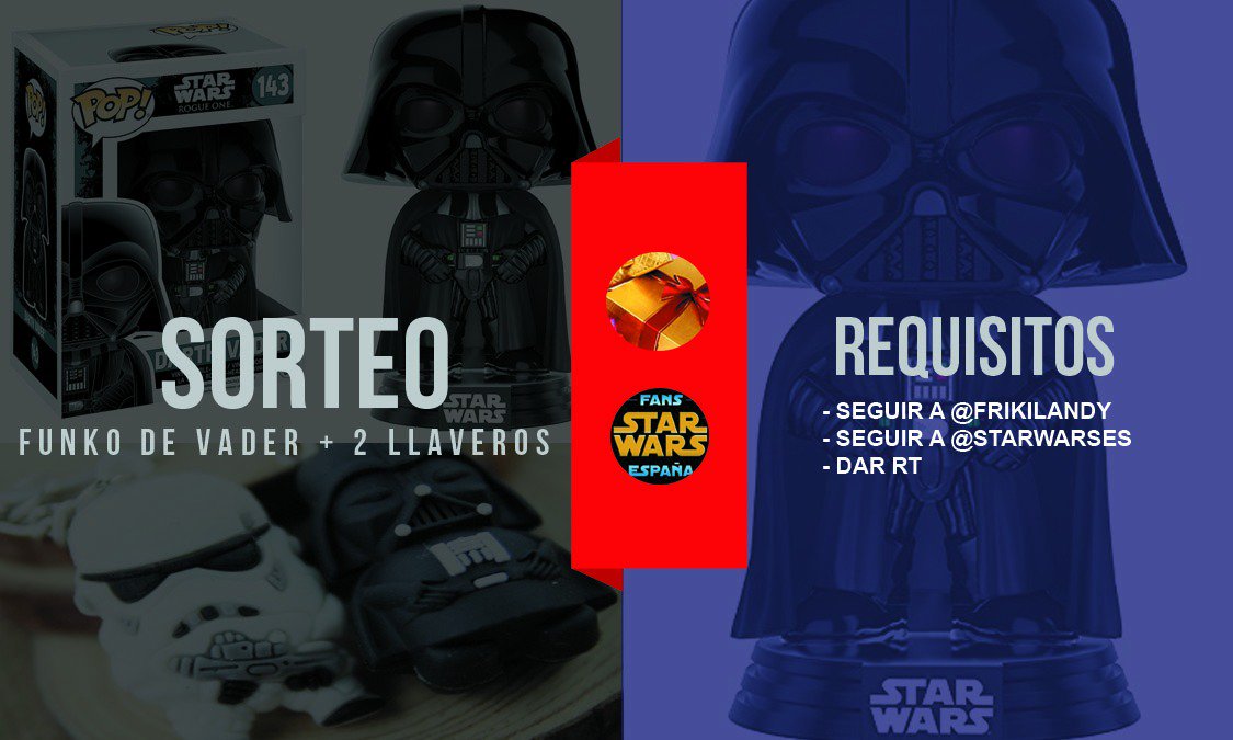 StarWarsEs's tweet photo. SORTEO FUNKO de VADER + 2 llaveros.
Haz RT, sigue a @FrikiLandy y @StarWarsEs y ¡PARTICIPA! Comenta Hashtag: #StarWarsFriki
Suerte a tod@s https://t.co/tI0SVy0sOO