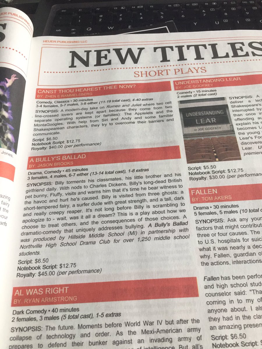 Congratulations to Jason Brooks, Hillside's officially published playwright. #HMSRaiderPride