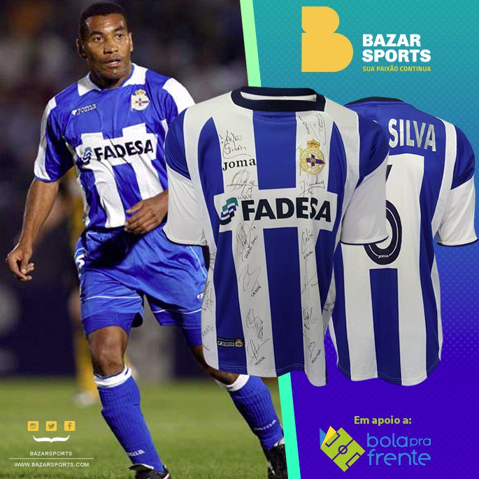 Camisa do tetracampeão Mauro Silva, autografada pelo elenco do <a href="/RCDeportivo/">RC Deportivo</a>. Vai perder? Dê seu lance agora! bazarsports.com