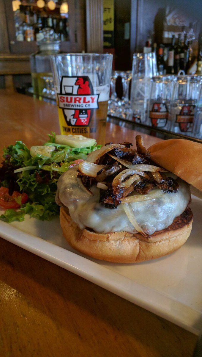 themuddypig's tweet photo. Muddy Pig @themuddypig Make Mondays fun again! Get a burger and a Surly Hell. Only $6 bucks! #hellofadeal @surlybrewing https://t.co/thHlrLiJem