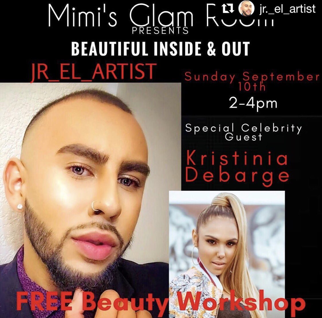 MuaBebe's tweet photo. 🚨Make sure you RSVP for "Beauty Workshop" Sept 10 @mimisglamroom
•sponsors so far
@Pinkyrose_4U
@MuaBebe
@kristiniadeb
#bebebellaapp https://t.co/KZrBaMcQGP
