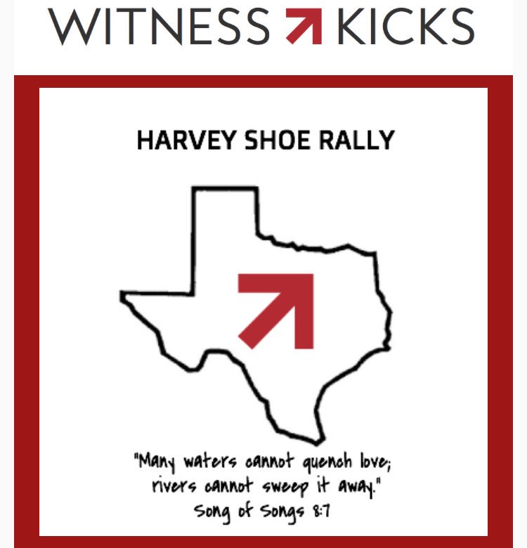 WitnessKicks's tweet image. HARVEY SHOE RALLY! 
Over the next few weeks, we will be focused on helping those in need get back on their feet! 
It's #MoreThanShoes ↗️