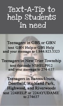 GNCYCoalition's tweet photo. Text-a-Tip to Students in need @Glenbrook_south @glenbrooknorth @NewTrier203 @DeerfieldHS @HighlandParkHS #textatip #freinds #safety #teens https://t.co/0Biw08VcH8