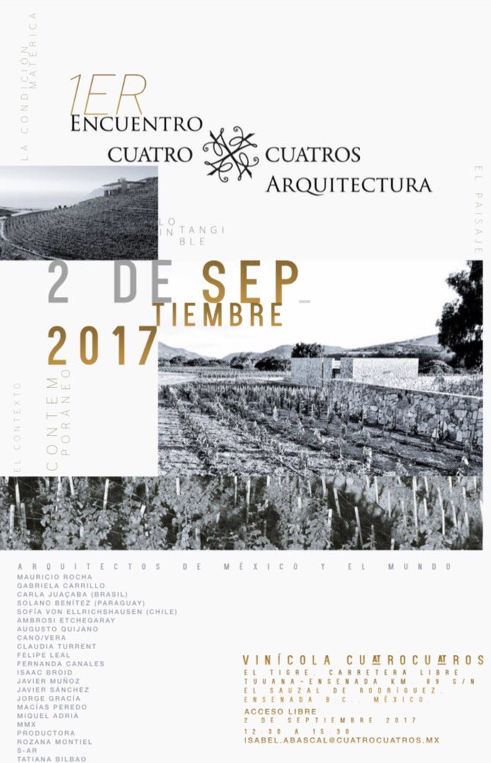 Arquine's tweet photo. Arquine
Recomienda./
1er Encuentro Cuatro Cuatros Arquitectura 

02 de septiembre 
Ensenada, Baja California https://t.co/YvHZIabHR3