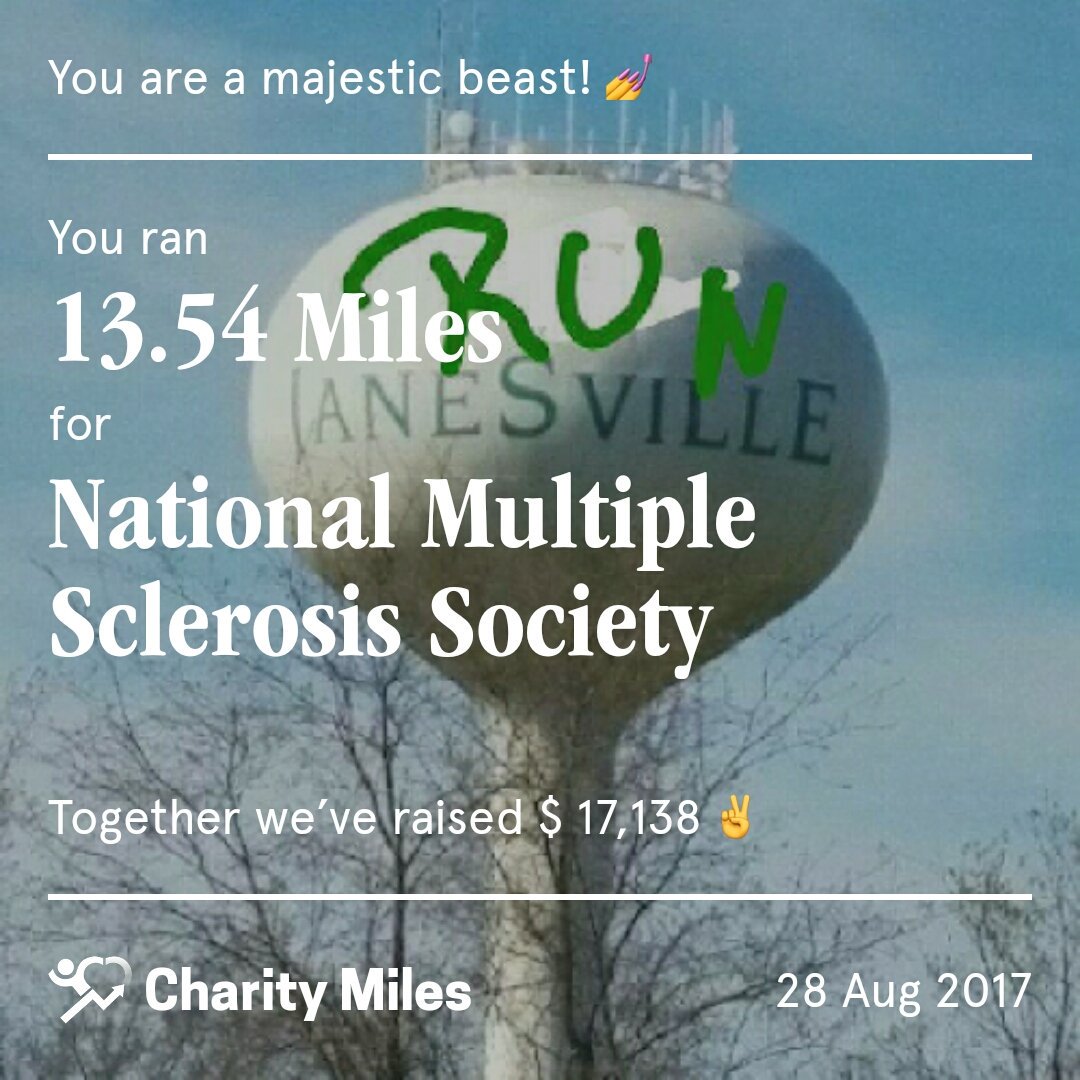 fryeguy3682's tweet photo. #msrunner 13.54 @CharityMiles for @mssociety. Thx 2 #JNJ & @DonateAPhoto.
https://t.co/U0VIkKjz9J https://t.co/04HTgI9I3w
