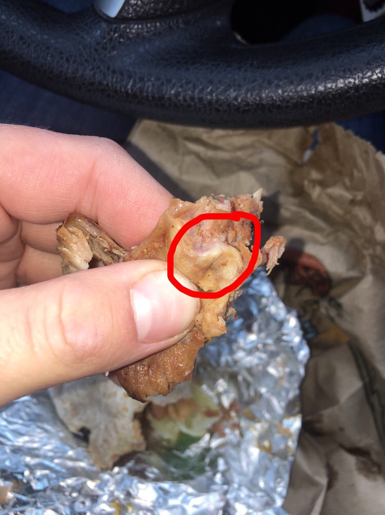 sparky_spunky's tweet photo. @qdoba I was enjoying my burrito until I almost choked on a good sized bone from the bourbon chicken. #iwasaloyalcustomer https://t.co/Qn0cgwMKiI