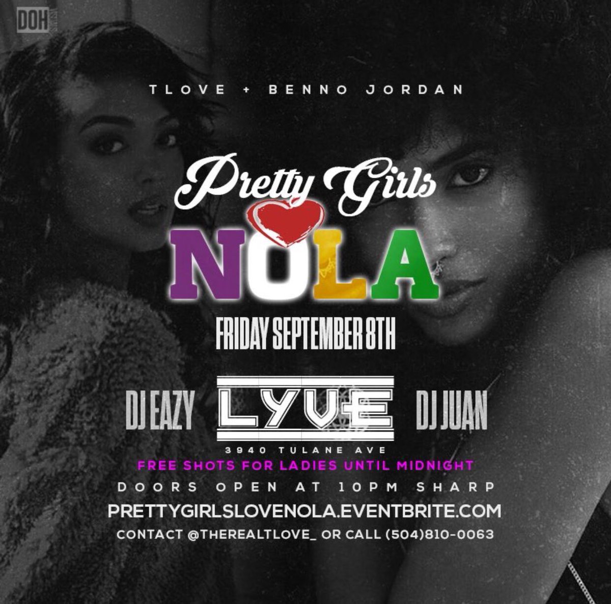 Mr__Wiltz's tweet photo. Friday, Sept. 8th🔥🔥🔥
@TheRealTlove_ x @BennoJordan 👀
MAJOR WAVE ALERT🌊🌊🌊🌊 
#PrettyGirlsLoveNola #SUNO18 #SUNO19 #SUNO20 #SUNO21 ⚡️⚡️⚡️ https://t.co/WXilvDYZNF