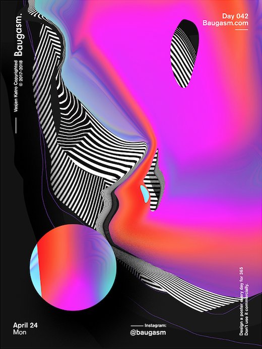 creativecloud's tweet photo. A new poster design everyday in a style that’s all his own. Peek at the process behind @VasjenKatro's #Baugasm: https://t.co/gONVXuztAQ https://t.co/sPyIew17Ek