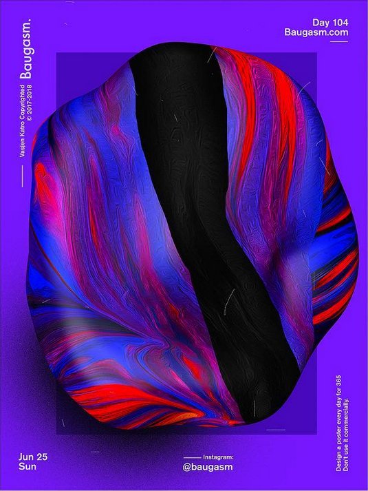 creativecloud's tweet photo. A new poster design everyday in a style that’s all his own. Peek at the process behind @VasjenKatro's #Baugasm: https://t.co/gONVXuztAQ https://t.co/sPyIew17Ek