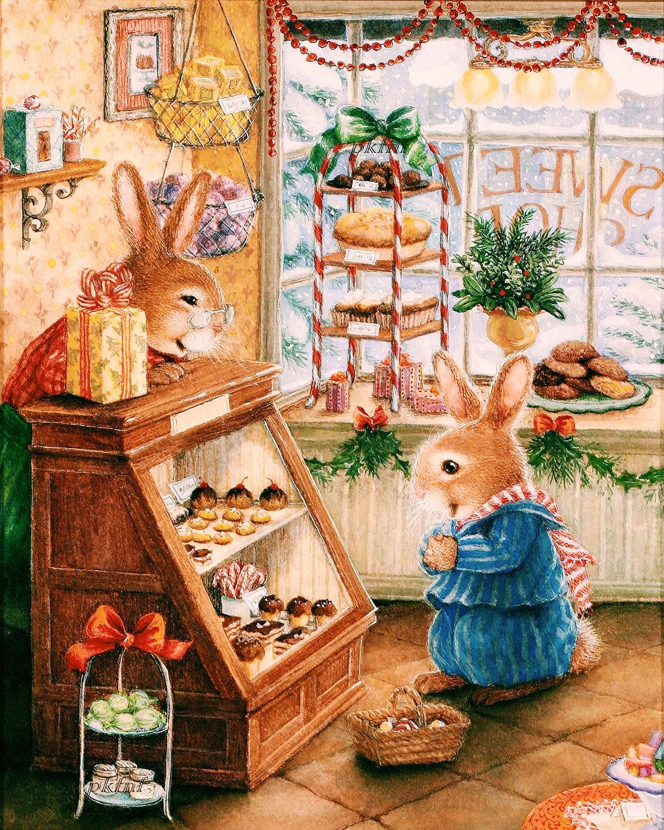 tocamagica's tweet photo. Boa tarde com essa ilustra da #SusanWheeler com o pequeno Coelhinho na padaria escolhendo o q comer com o seu cafรฉ ๐ https://t.co/iCegsbWtDd https://t.co/QycGIIUQ4Q