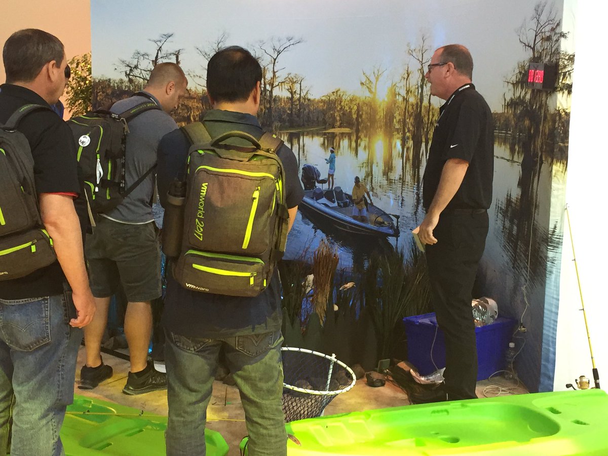 thebraco's tweet photo. What do fishing, golf, &amp; cows have in common? Experience Dell Technologies booth #434 #VMworld2017 https://t.co/JTAFatRr4f