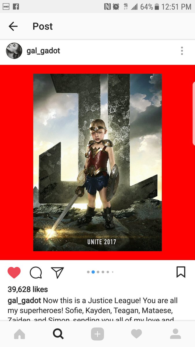 Andrewlslc's tweet photo. Sofie's idol read her story! #WonderWoman #therealwonderwoman #sofiestrong #JusticeLeague #cancersucks https://t.co/sS5RYMSJLW