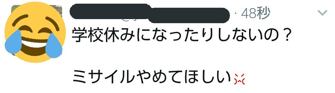 わかるよ、その気持ち、ミサイルより学校だもんね笑