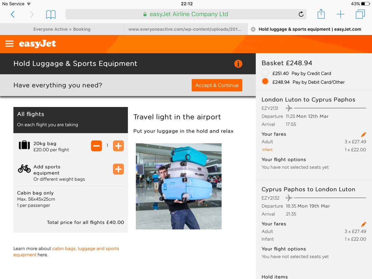 Mercede_F's tweet photo. When the website is rubbish, u book luggage which states per flight, then after you book says you have booked double the luggage @easyJet? https://t.co/sq0VlWANug