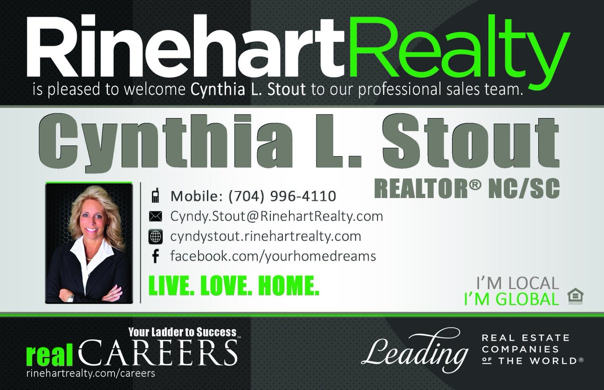 mathilderealtor's tweet image. Rinehart Realty is pleased to welcome Cynthia L. Stout  to our professional sales team in Fort Mill!