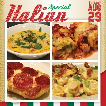 WIUDining's tweet photo. L’appetito vien mangiando
(The appetite comes while you’re eating)
Enjoy our Italian Special for dinner 8/29 at ALL Dining Halls!
#WIUDining https://t.co/qyImbiOi03
