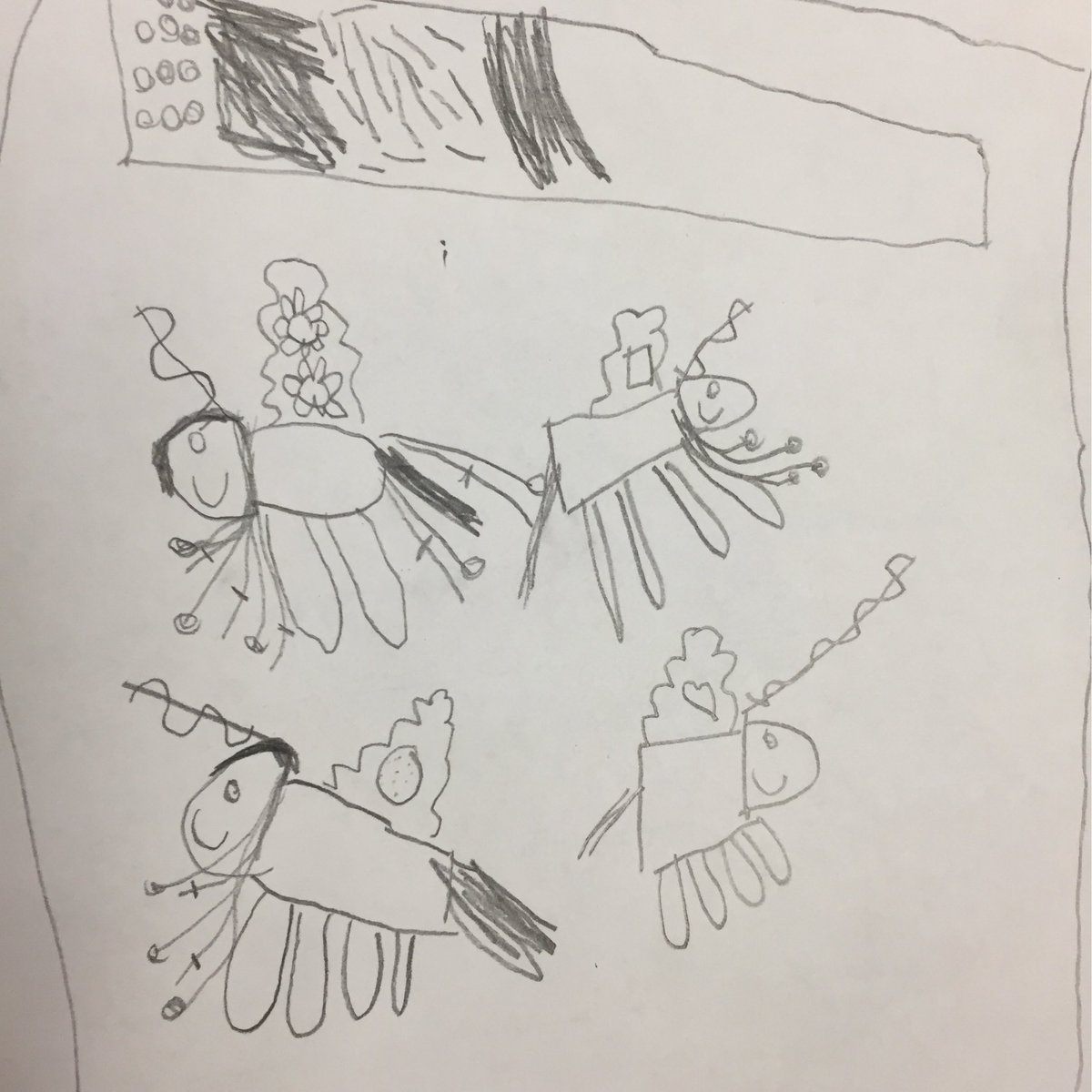 MrsLansdell's tweet photo. "I went for a walk and saw 4 unicorns." #writersworkshop #readingthepictures (I 💗 the swirls on the horns) https://t.co/0vCxQFnzph